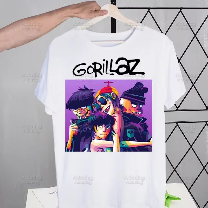 Gorillaz groupe de musique moderne dessin animé hommes T-shirt mignon impression chemise