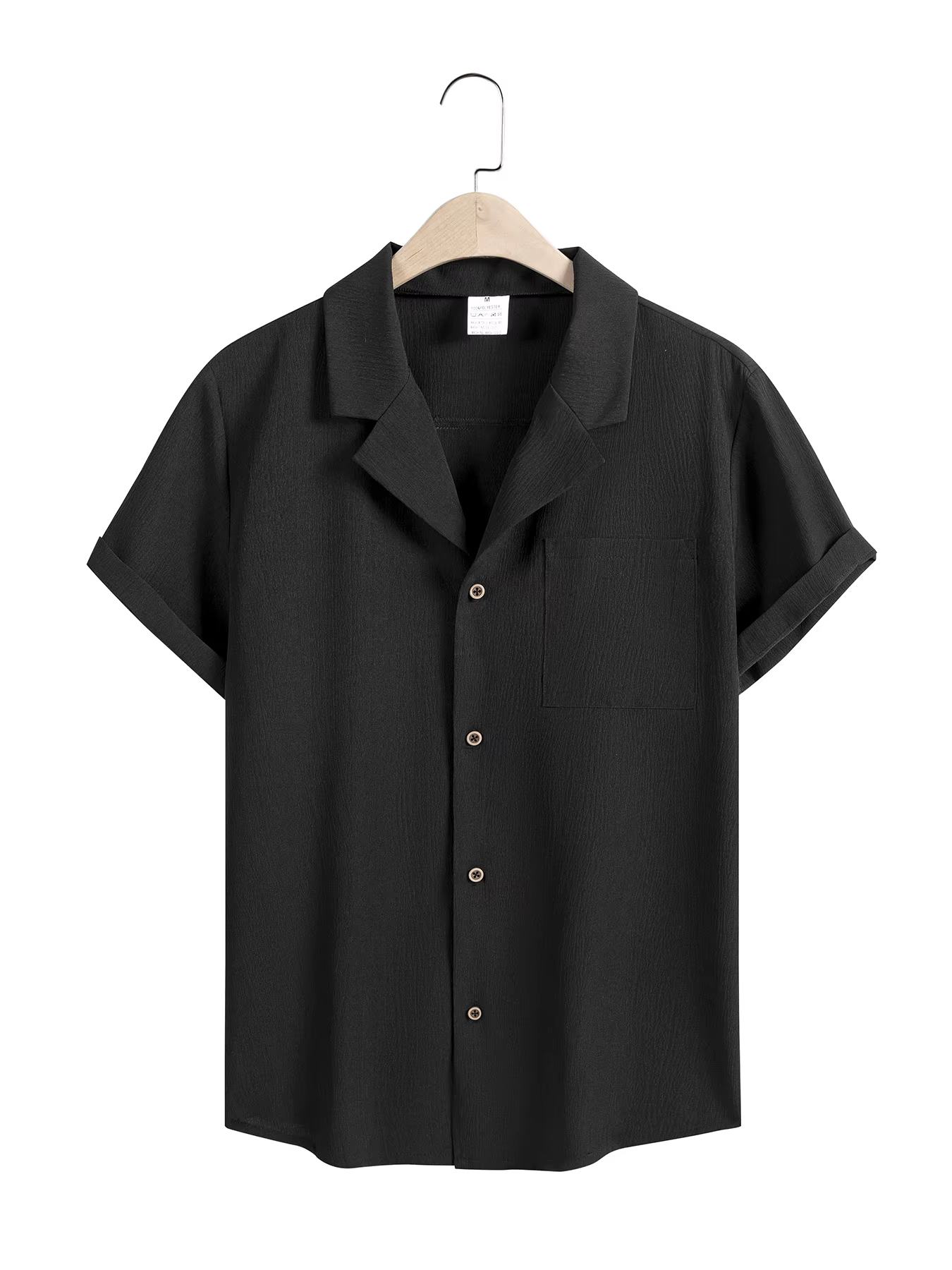 Nouveaux hommes à manches courtes T-Shirts été à la mode respirant ample jeunesse basique coton poche haut couleur unie col montant chemises
