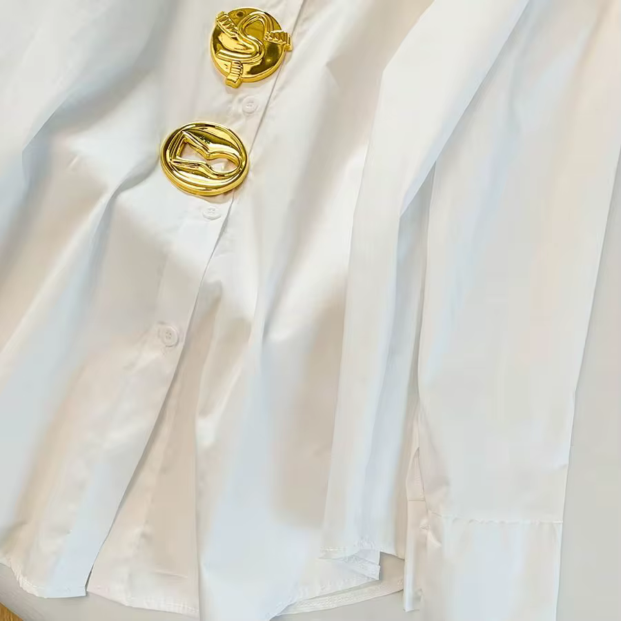 Chemisier blanc à col rabattu pour femme