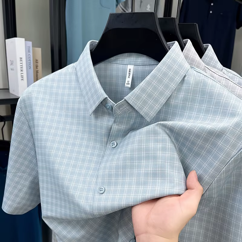 Chemise à carreaux à manches courtes pour homme