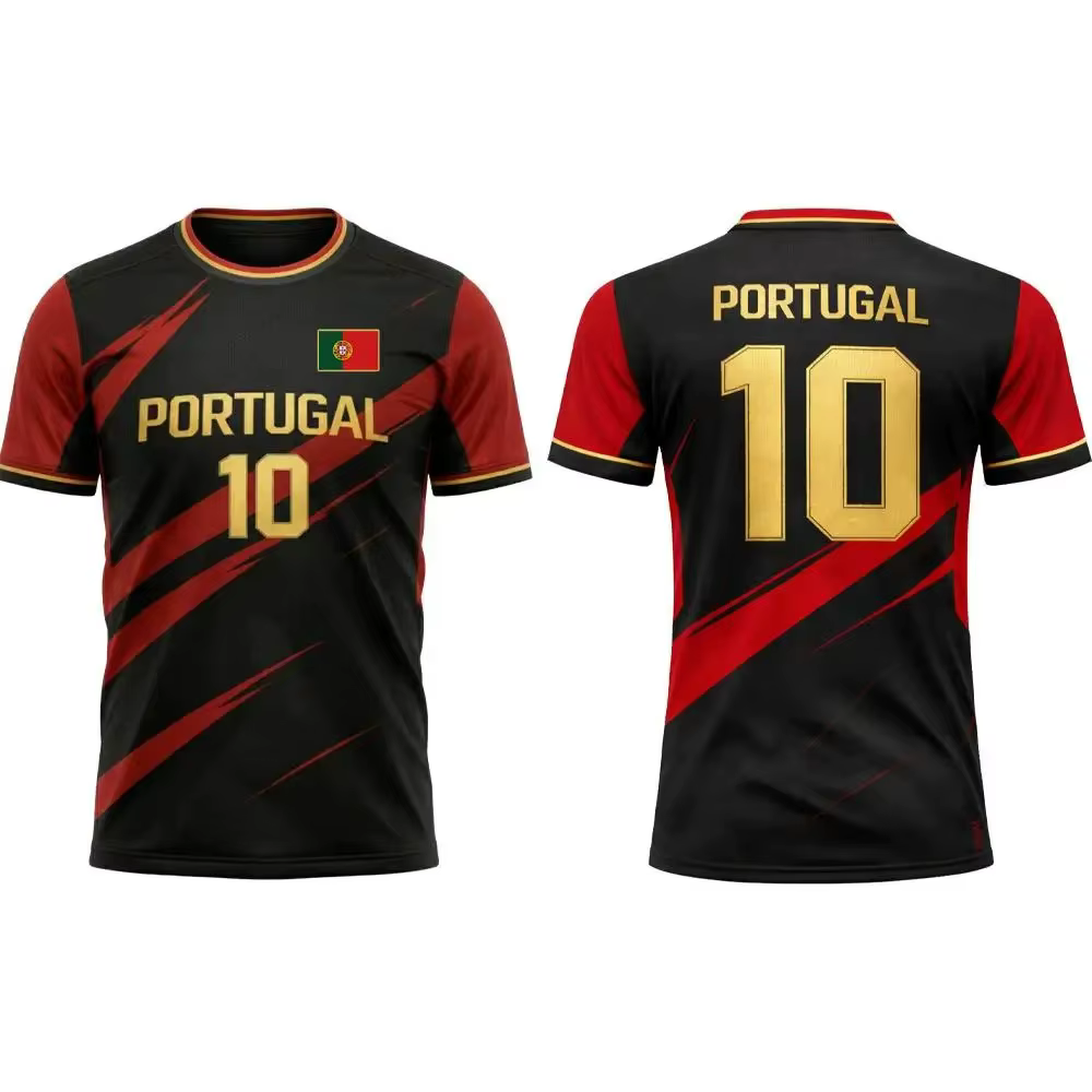 T-shirt de football du Portugal, édition couleur, impression 3D, respirant, séchage rapide, style familial pour enfants et adultes, entraînement en plein air, sport, fitness