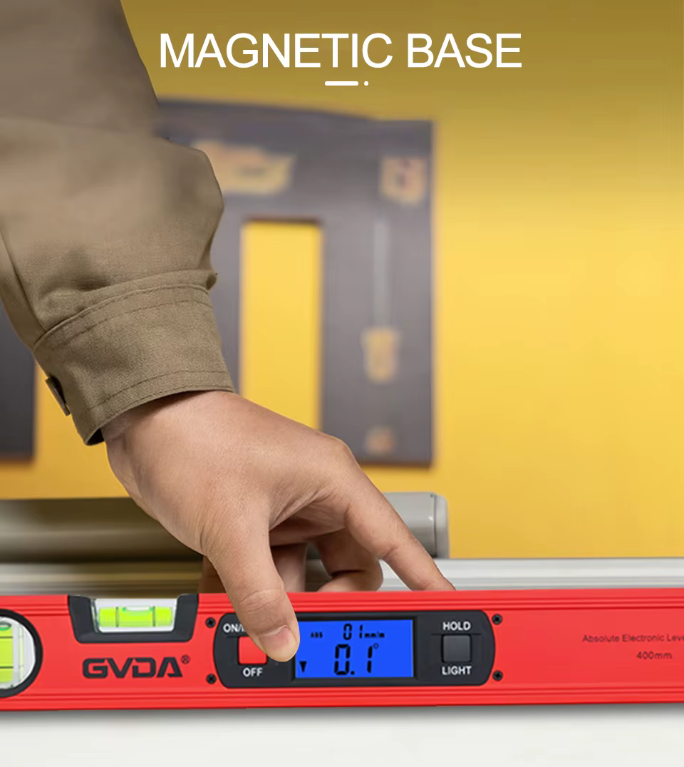 GVDA-Rapporteur d'angle magnétique numérique, niveau magnétique, résistant à 360, règle d'inclinomètre électronique en aluminium, affichage LED, 400mm