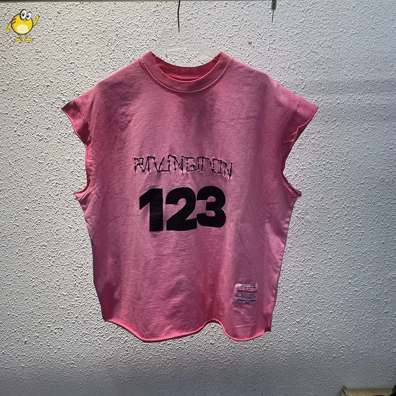 Haute qualité ample Vintage RRR123 manches coupées t-shirt hommes femme hauts à la mode
