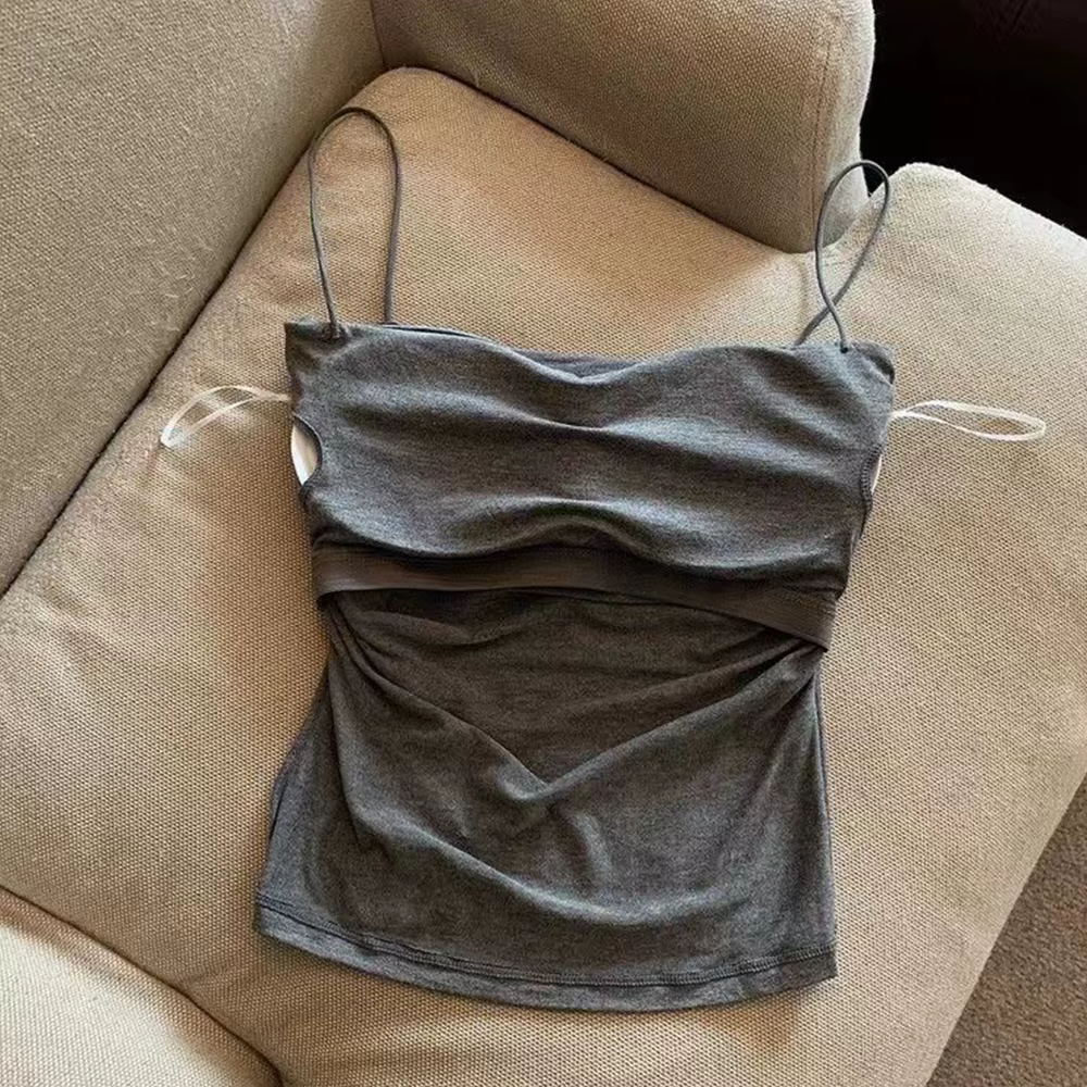 Débardeurs femmes avec soutien-gorge intégré Spaghetti sangle réservoirs pour femme couleur unie décontracté été Camis