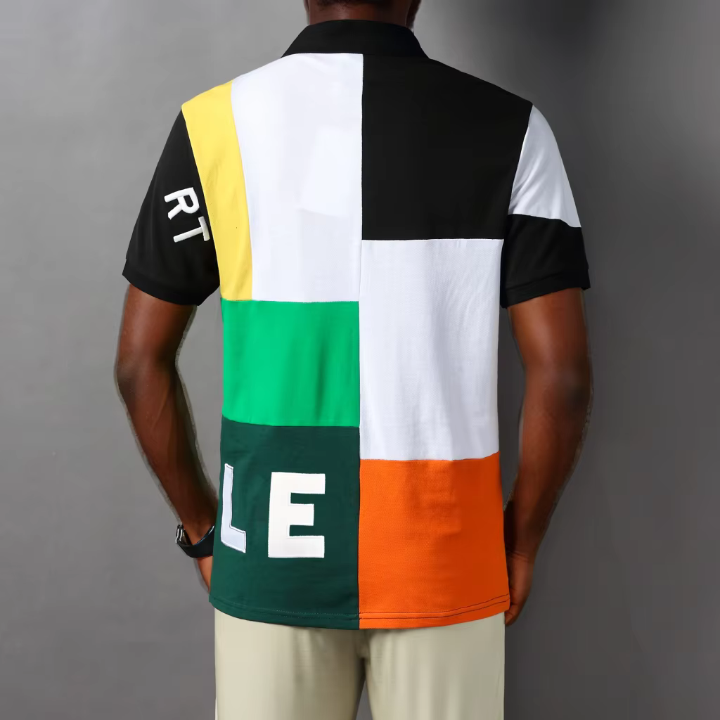 Polo homme USA Royal court décontracté sport fête haut de gamme coton broderie luxe contraste multicolore couture originale