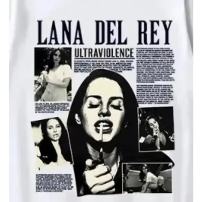 Lana Del Rey chanteur impression T-shirt décontracté ample à manches courtes doux