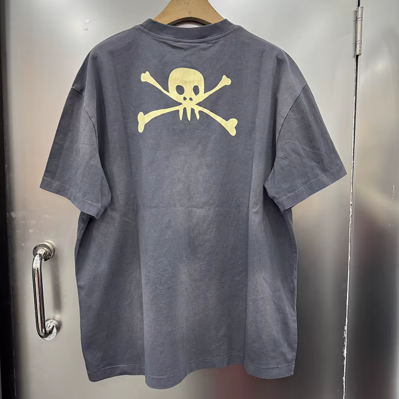 SAINT PATOROL T-shirt vintage à col rond surdimensionné avec logo crânes imprimé voiture