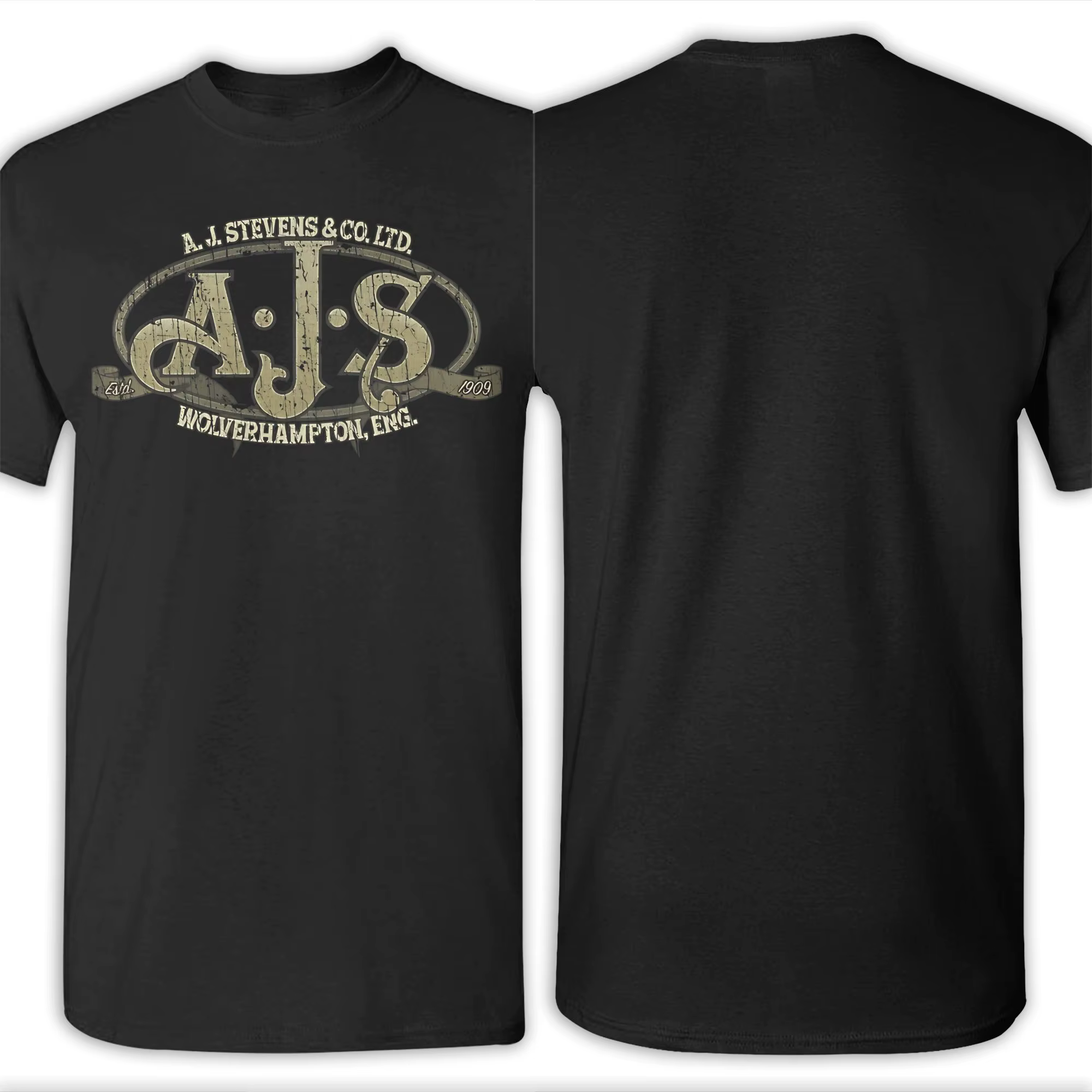 T-shirt en coton 100% avec logo de moto vintage, drôle, AJS, pour hommes