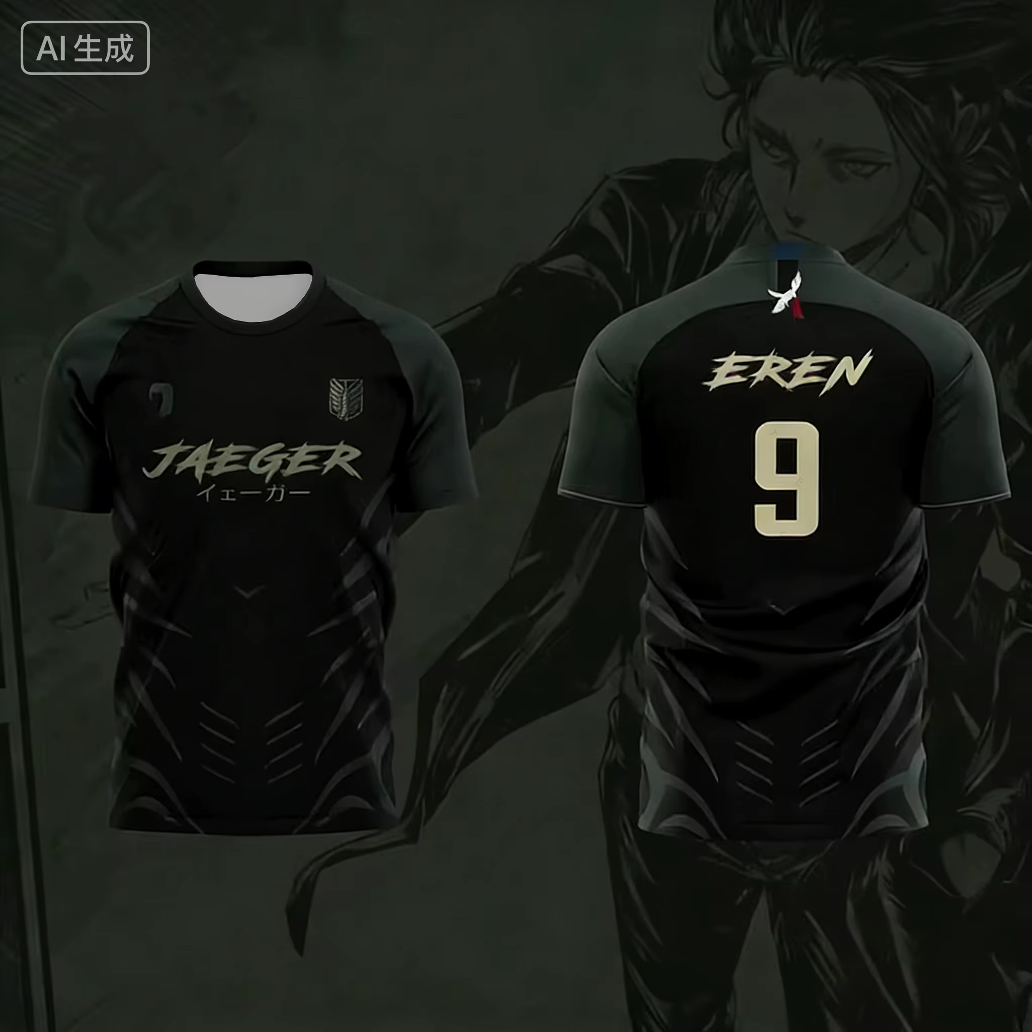 Animation japonaise attaque sur Titan thème impression 3d sport respirant hommes femmes même T-Shirt chemise de Football à manches courtes