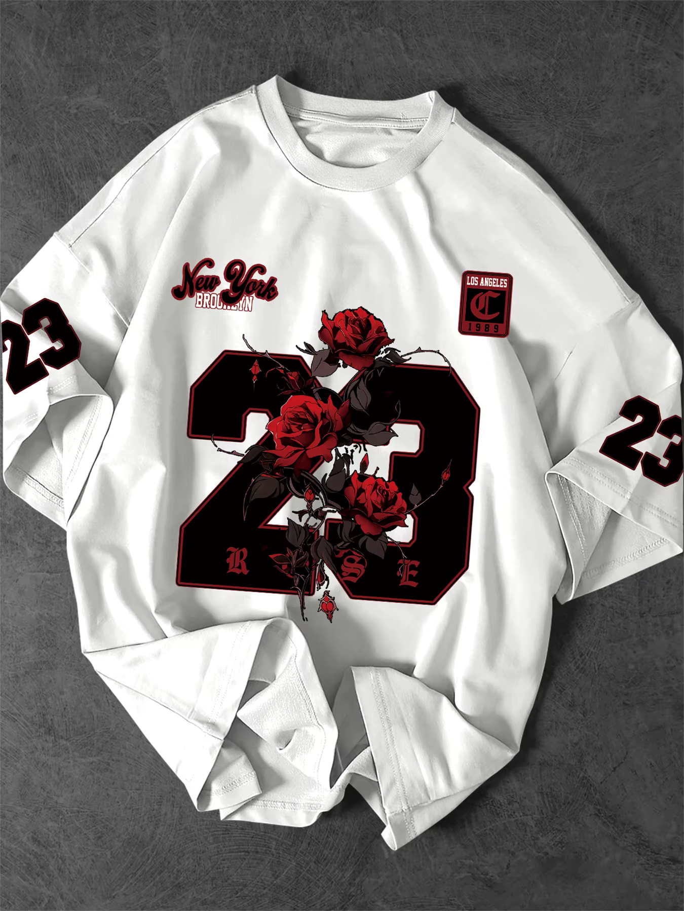 T-shirt graphique New York 23 Rose pour hommes