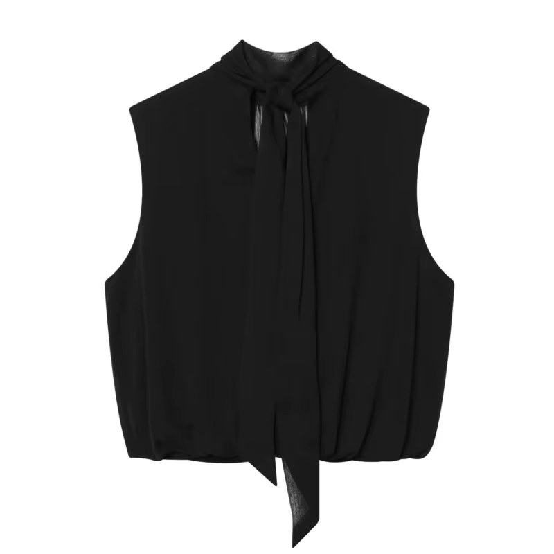 Débardeur drapé à col montant pour femme