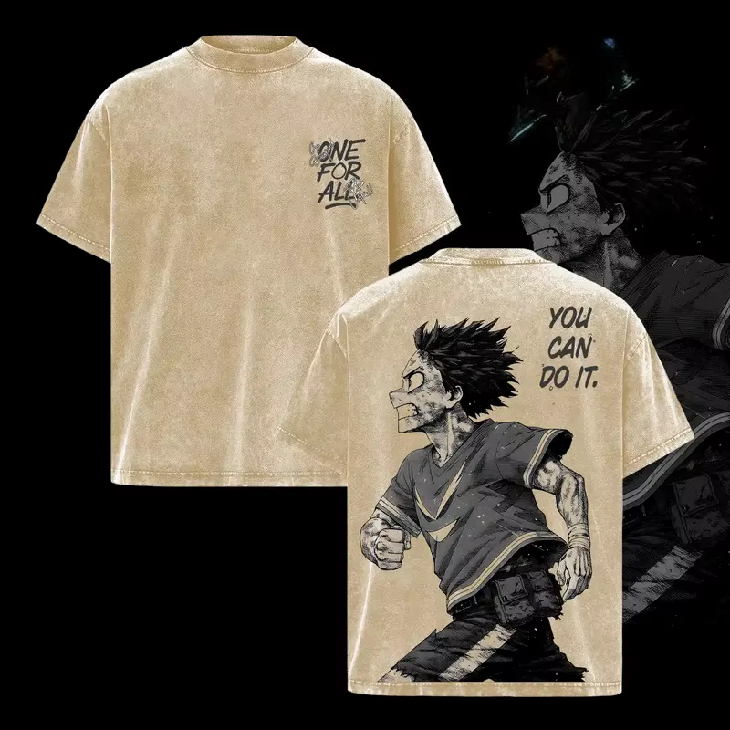 Izuku Midoriya T-shirt imprimé Anime mon héros académique vêtements hommes femmes t-shirts rétro lavé