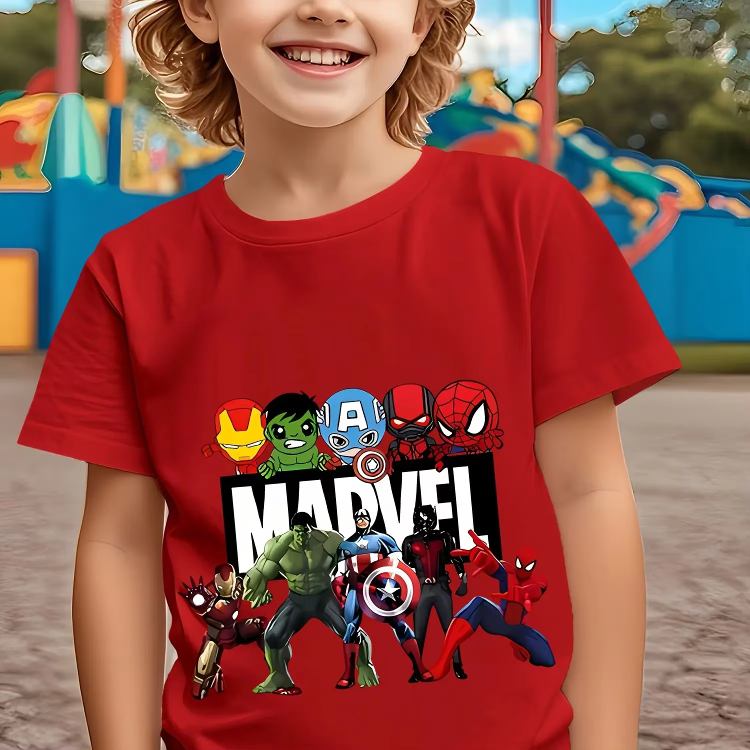 Marvel Avengers T-shirt d'été pour garçons et filles de 3 à 12 ans