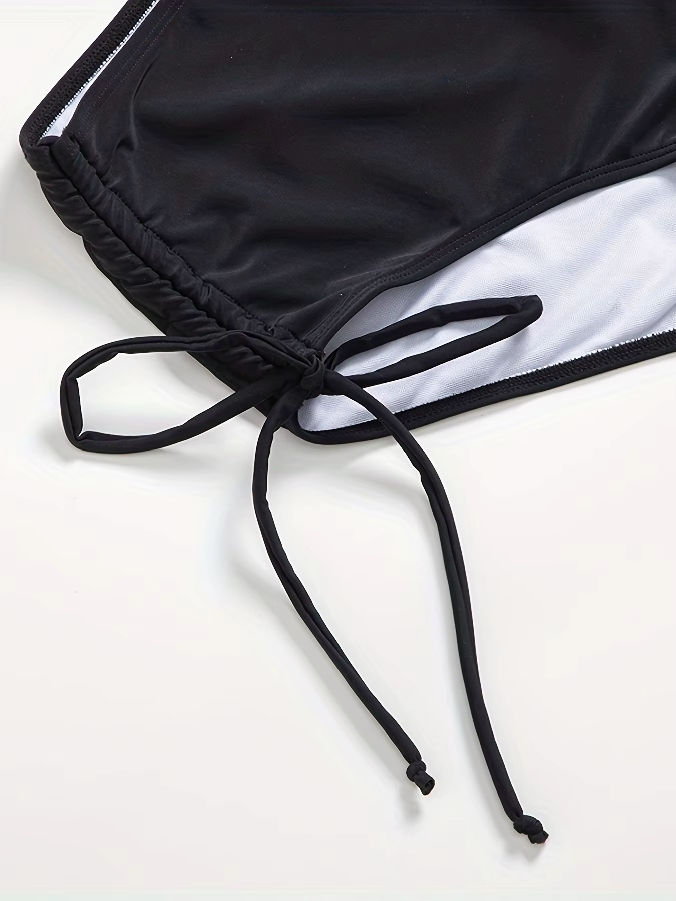 Bas de bikini noir taille haute pour femme, triangle à nouer, ajustable, sexy, amincissant, maillot de bain anti-exposition