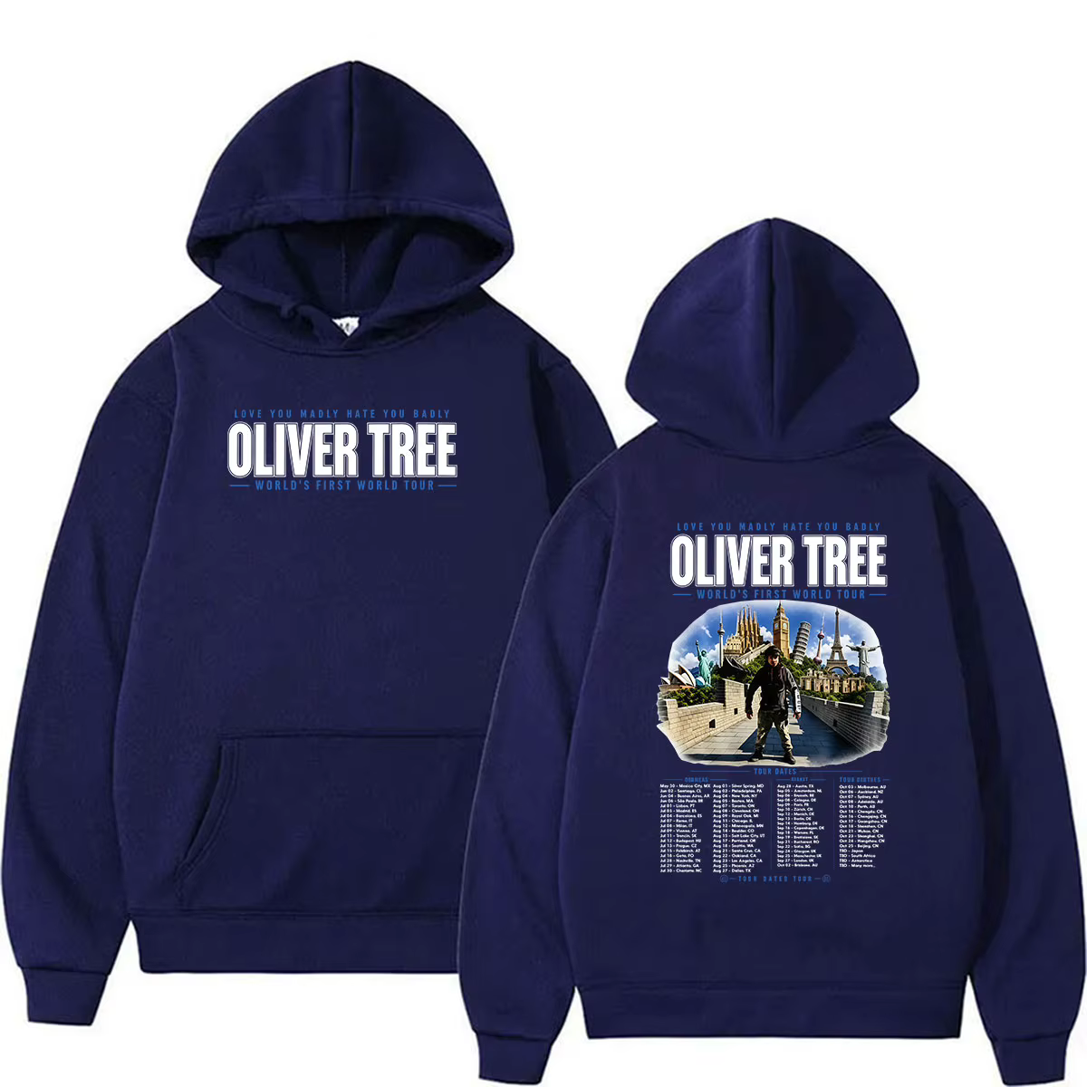 Oliver Tree Love You Madly Hate You Badly World’s First World Tour 2026 Hoodie Sweat-shirt surdimensionné à manches longues pour hommes
