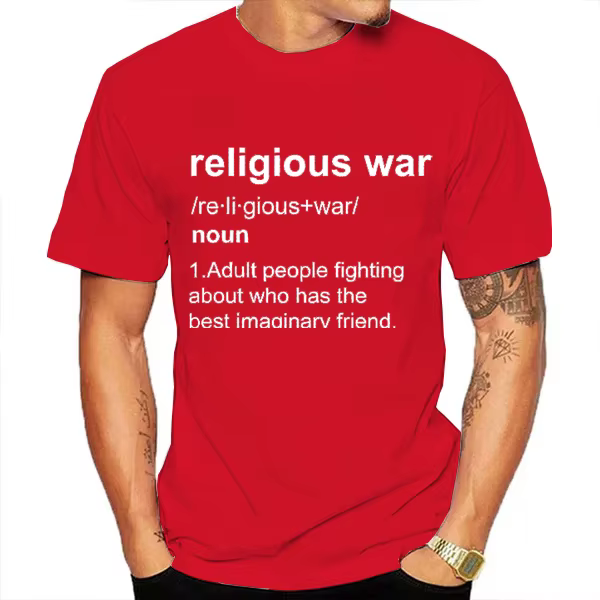 Guerre religieuse hommes t-shirt drôle lettre impression à manches courtes t-shirts mode graphique Y2k hauts meilleur