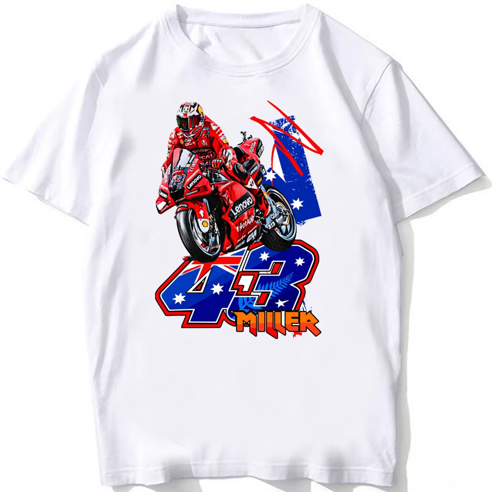 T-shirt de course Jack Miller 43 GP pour hommes, T-shirt à manches courtes pour garçons, T-shirt de sport d'aventure, Économie blancs décontractés pour motocyclistes, Nouveau