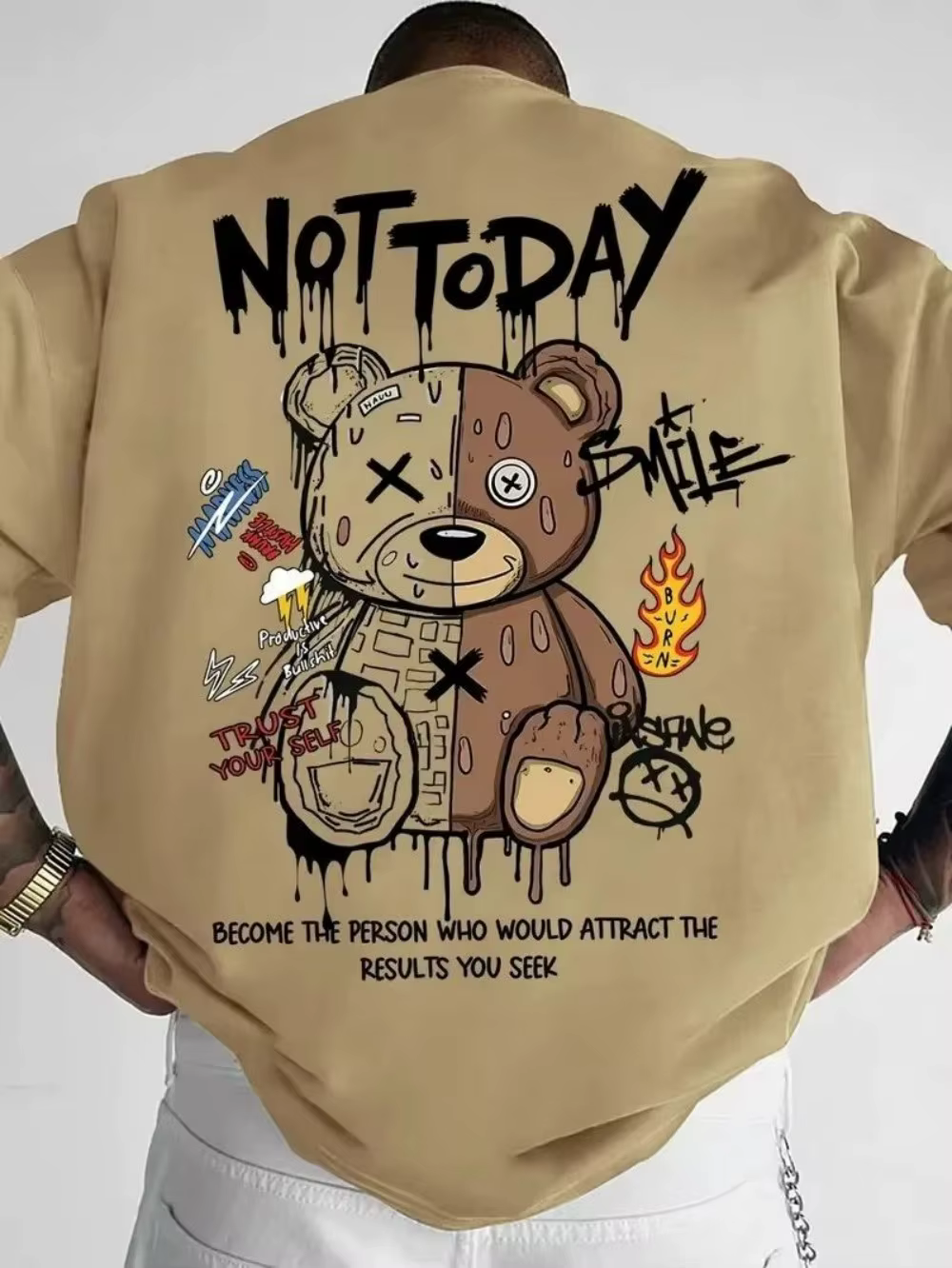 T-shirt graphique Not Today Graffiti Teddy Bear pour homme