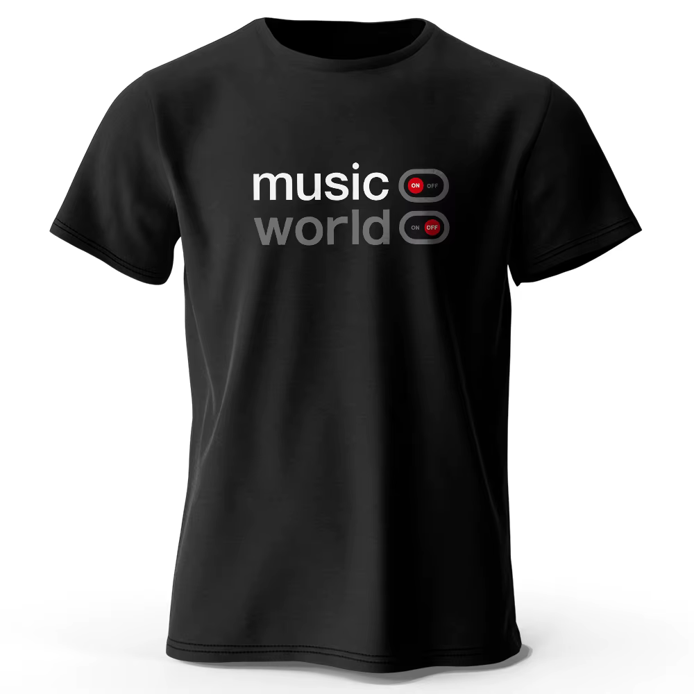 T-Shirt imprimé Music World pour hommes et femmes