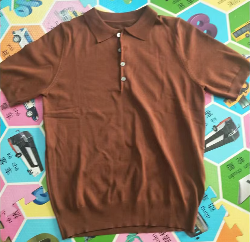 Polos tricotés à manches courtes pour hommes