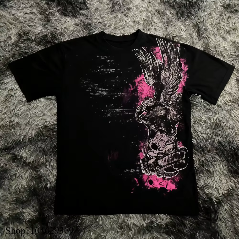 Classique Y2K Style gothique T-shirt imprimé surdimensionné