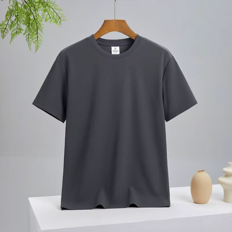 Marron blanc Look exportation qualité T-shirt à manches courtes décontracté couleur unie Couple femmes haut hommes