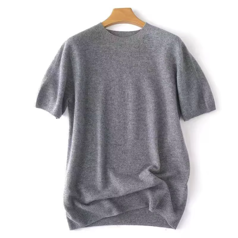 T-shirt en cachemire mérinos ultrafin tricoté à col rond pour homme