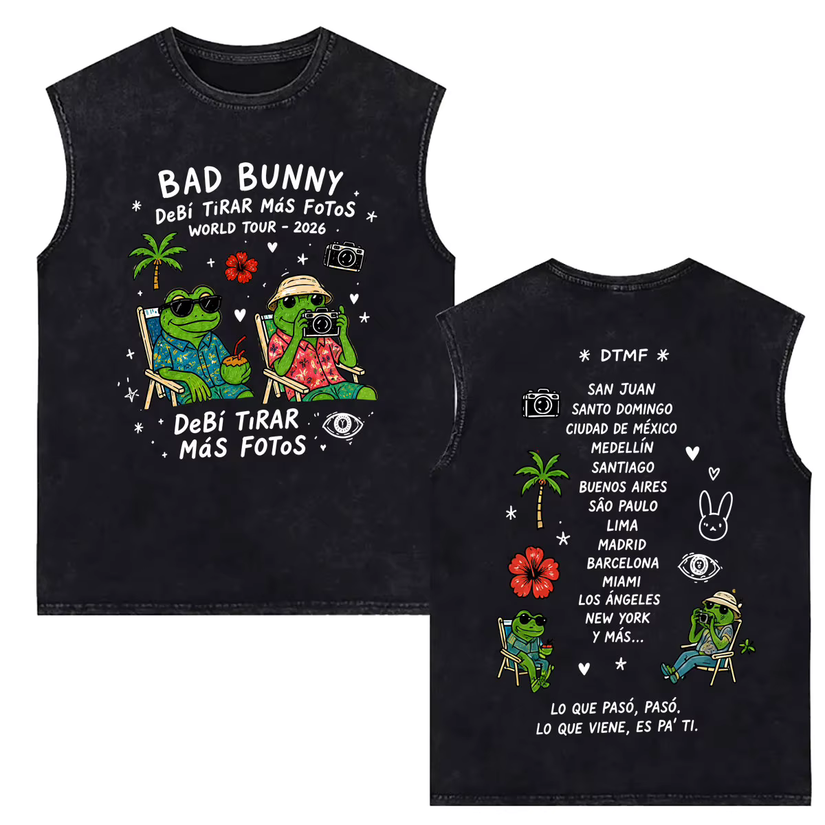 Débardeurs vintage délavés Bad Bunny