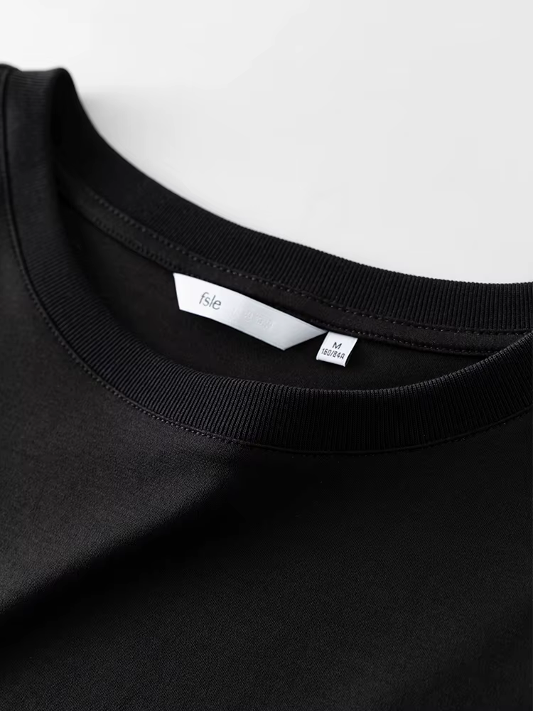 FSLE 100% coton T-Shirt à manches courtes femmes printemps été nouveau col rond droit blanc noir haut