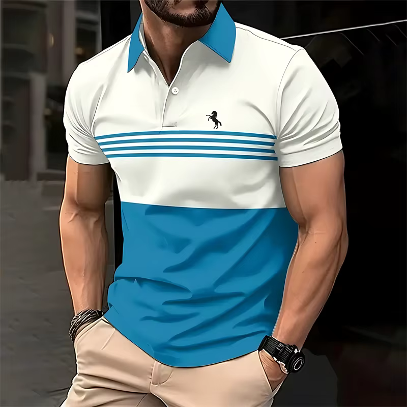 Chemises polo simples à rayures pour hommes