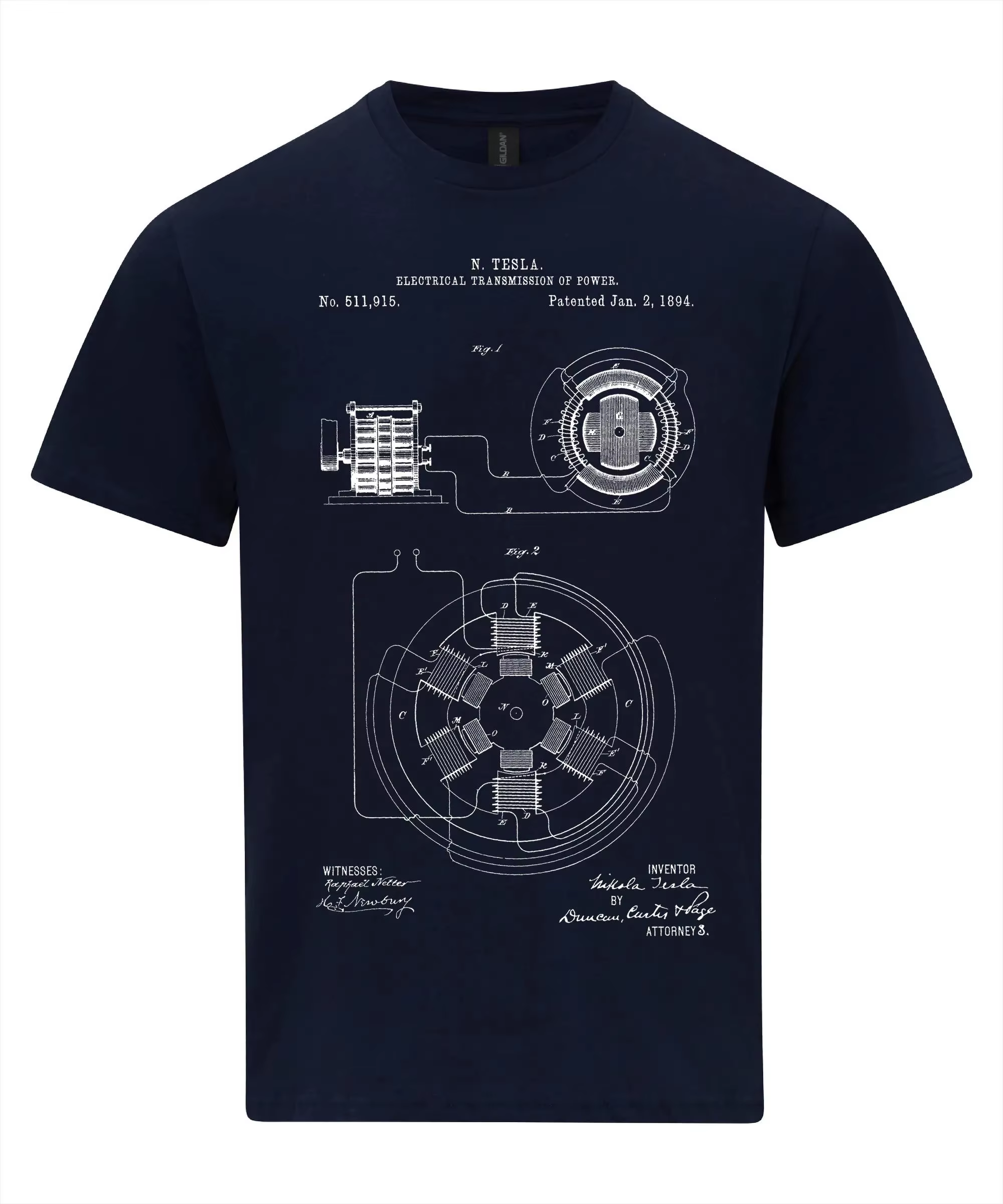 Nicola Tesla Transmission électrique brevet Art plan T-Shirt graphique t-shirts rétro Streetwear cou à manches courtes