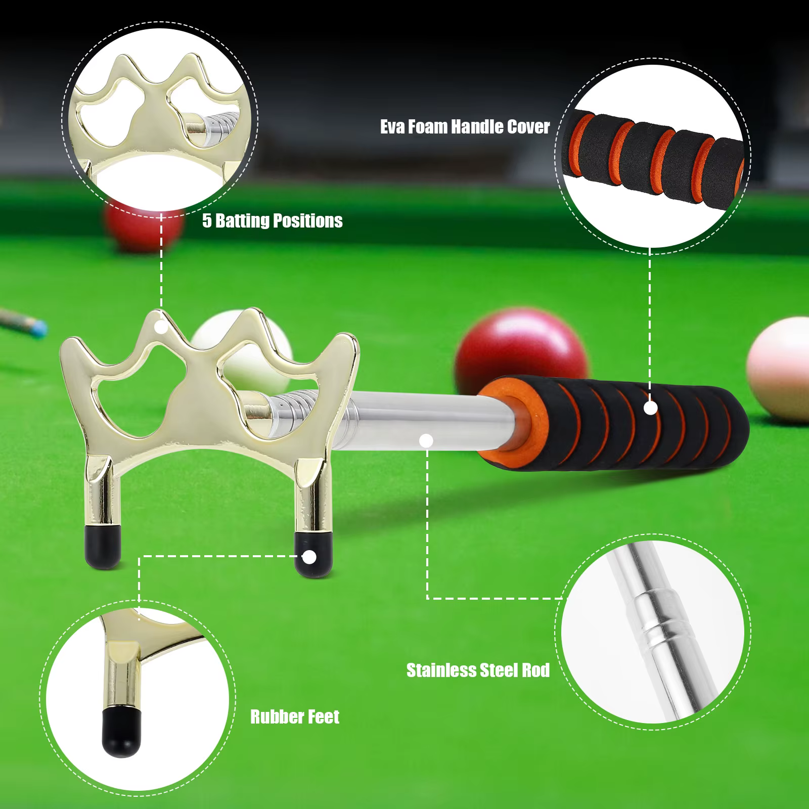 Queue de billard télescopique avec tête de pont