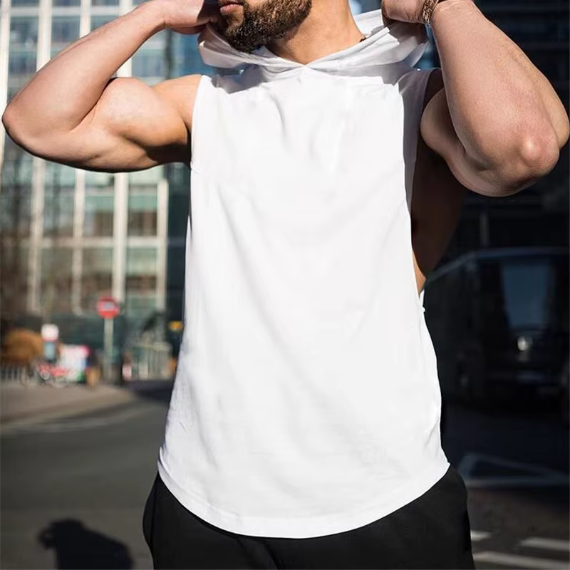 Débardeurs à capuche décontractés pour hommes – Nouvelle collection été – Couleur unie – Sans manches – Pour le quotidien et les loisirs – Coupe ample et respirante