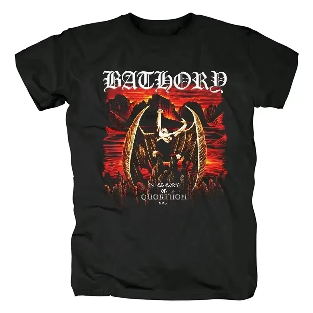 Bathory – T-shirt en coton noir pour hommes et femmes, 100% coton, de qualité, Hip-Hop, décontracté, Street Rock, Harajuku, classique, à manches courtes