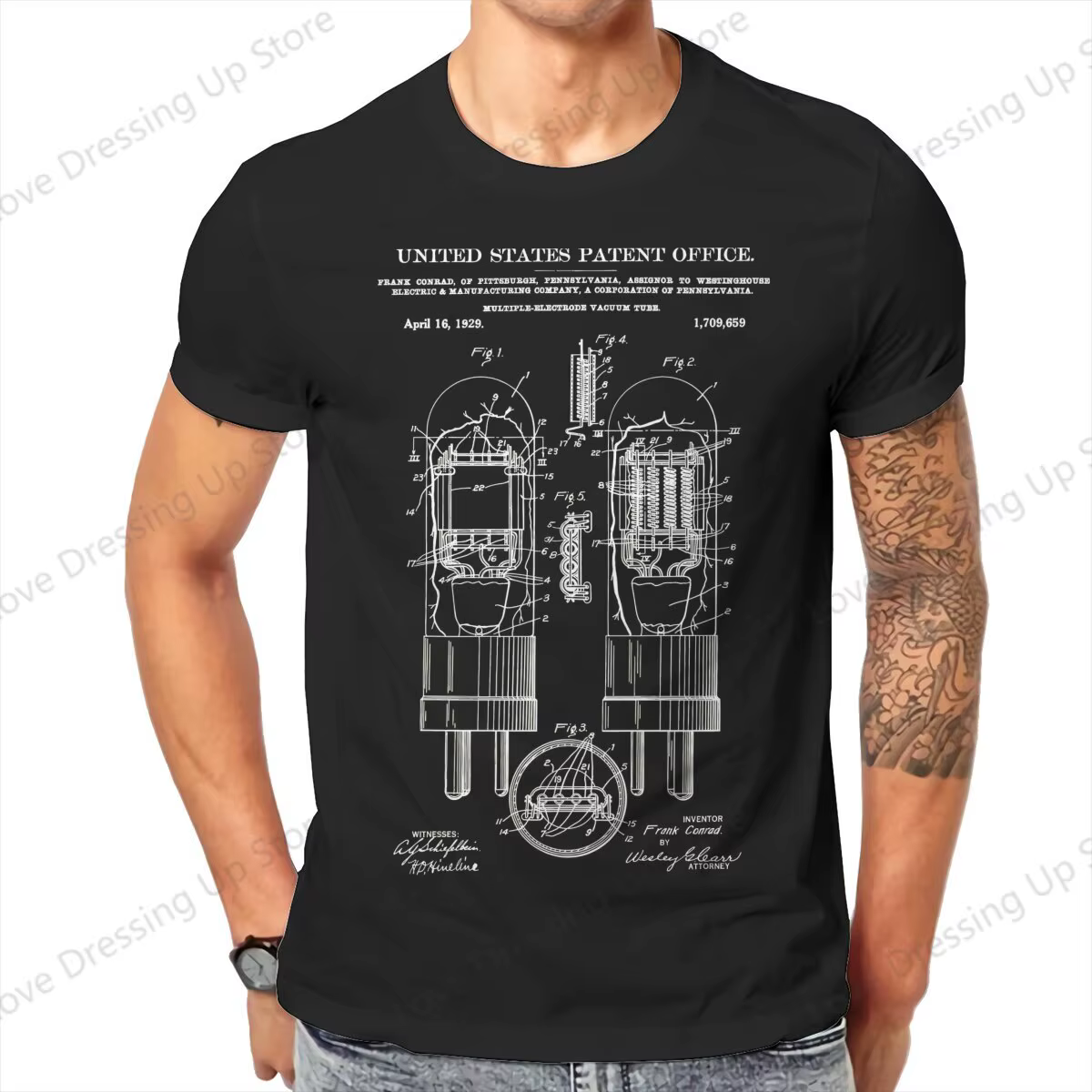 T-shirt en coton avec tube sous vide électronique pour homme