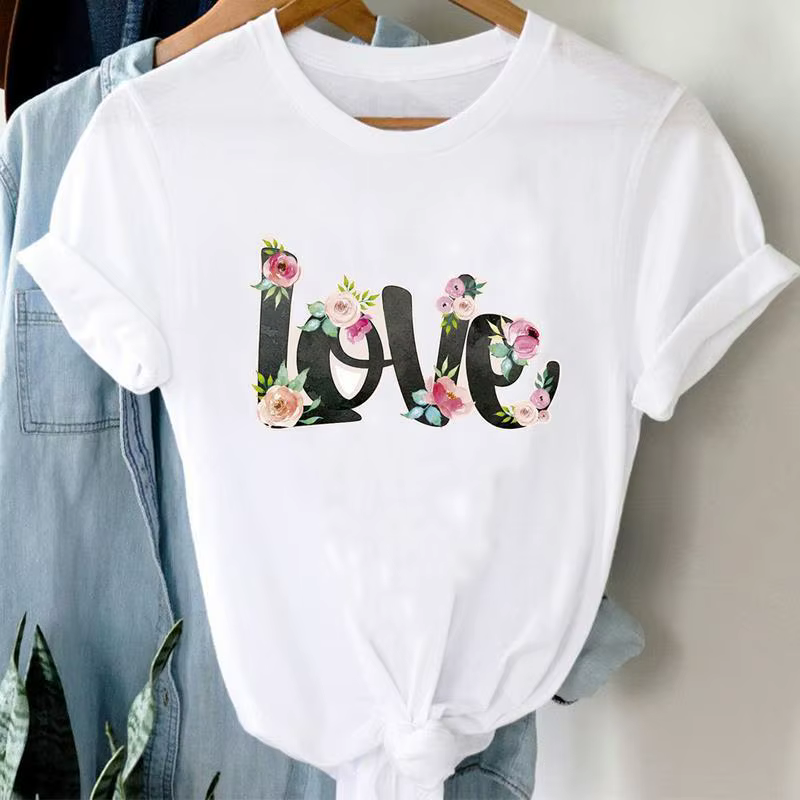 Lettres Ins vêtements femmes imprimé manches européennes t-shirts hauts surdimensionné t-shirt