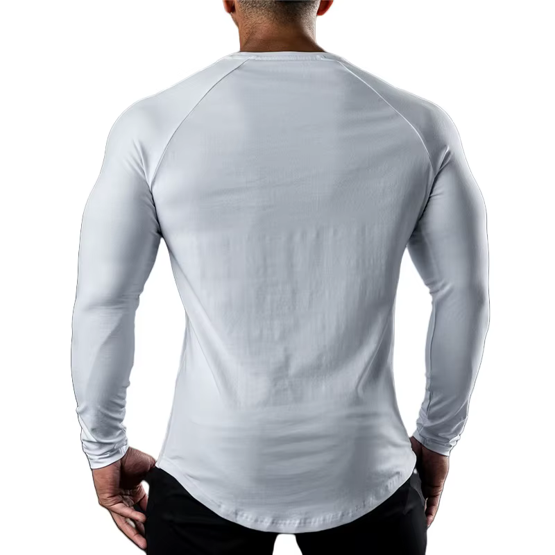 Hommes t-shirts décontracté col rond à manches longues coton évacuant l'humidité