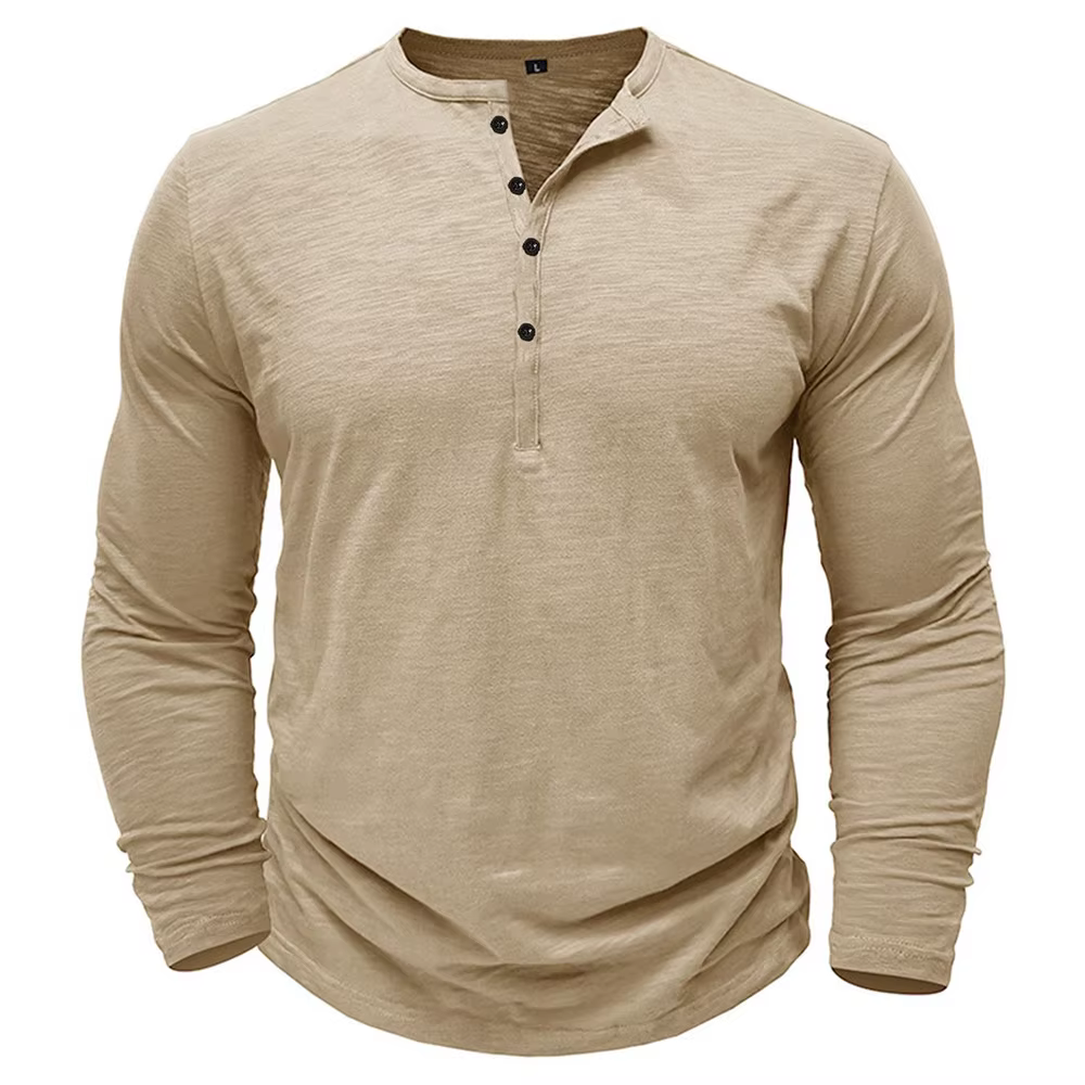 T-shirt à manches longues et col Henley pour hommes