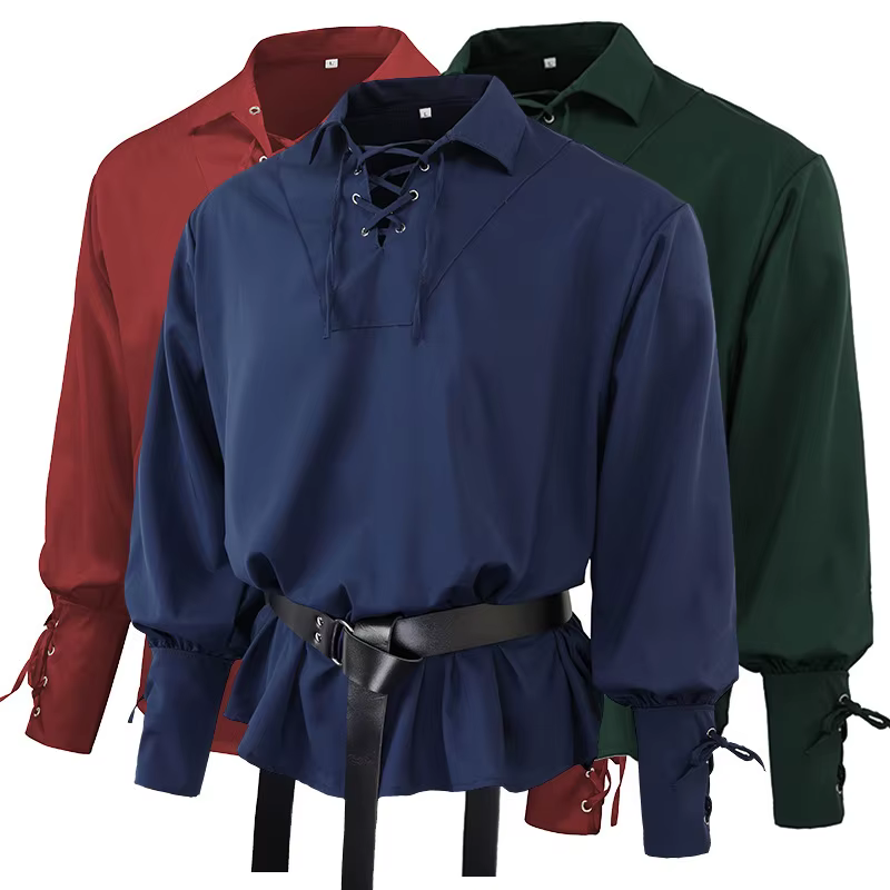 (Polo ample de style pirate médiéval vintage pour homme