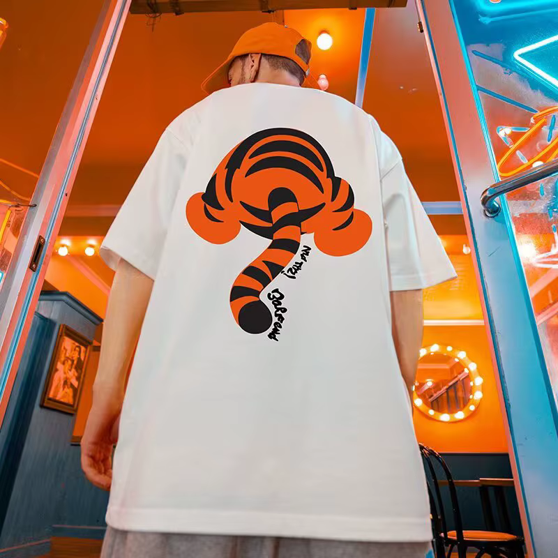 T-shirts d'été imprimés graphiques de tigre de dessin animé pour hommes