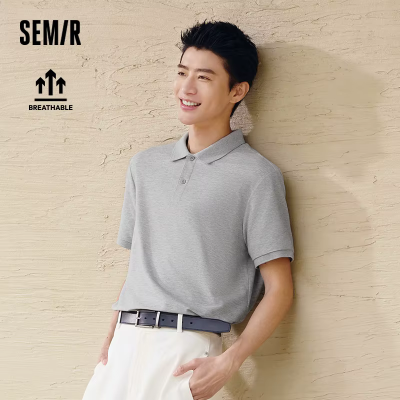 Polo Homme Semir Anti-Transpiration Couleur Unie Manches Courtes T-Shirt Été 2025 Nouvelle Collection Coupe Slim pour Tenue Active