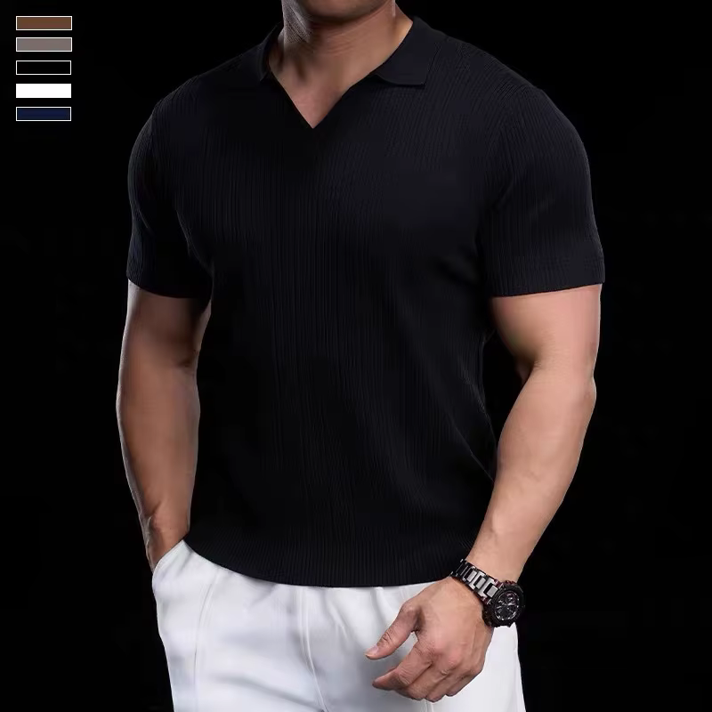 Polo en tricot côtelé pour homme