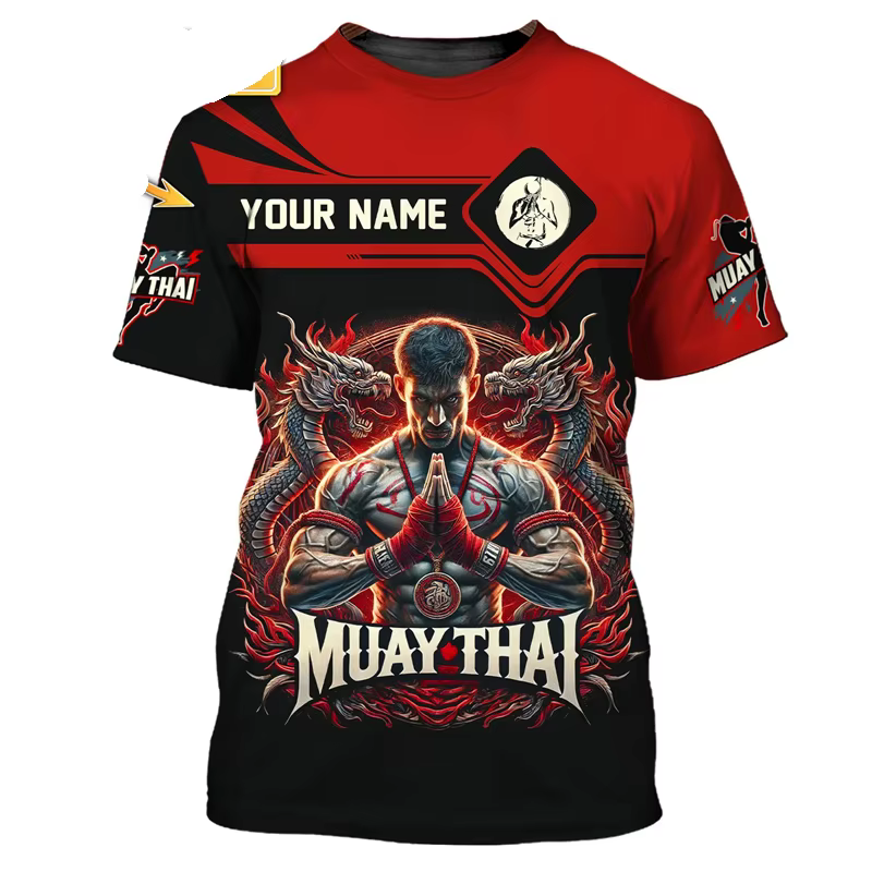 Cool nouveau Muay Thai graphique T-shirt pour hommes impression 3d tigre Dragon