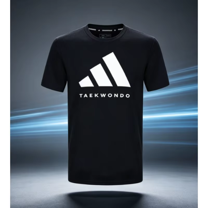 T-shirt adidas noir et blanc en maille à col rond unisexe