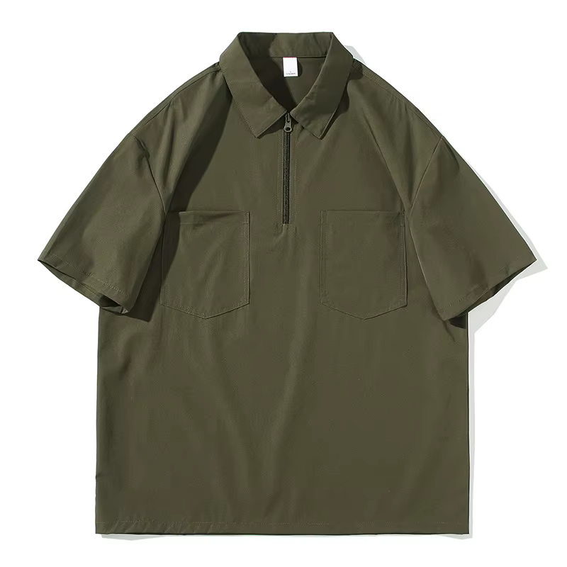 Polo homme à demi-zip et double poche