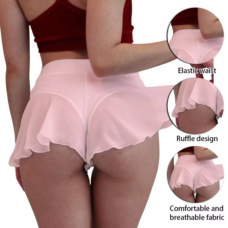 Voir à travers les femmes culottes robe de Sport volants vêtements de danse sous-vêtements Sexy
