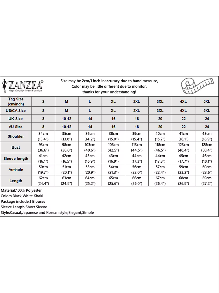 ZANZEA femmes chemisier à volants à manches courtes été hauts 2025 décontracté couleur unie tunique femme col rond plissé Blusas surdimensionné