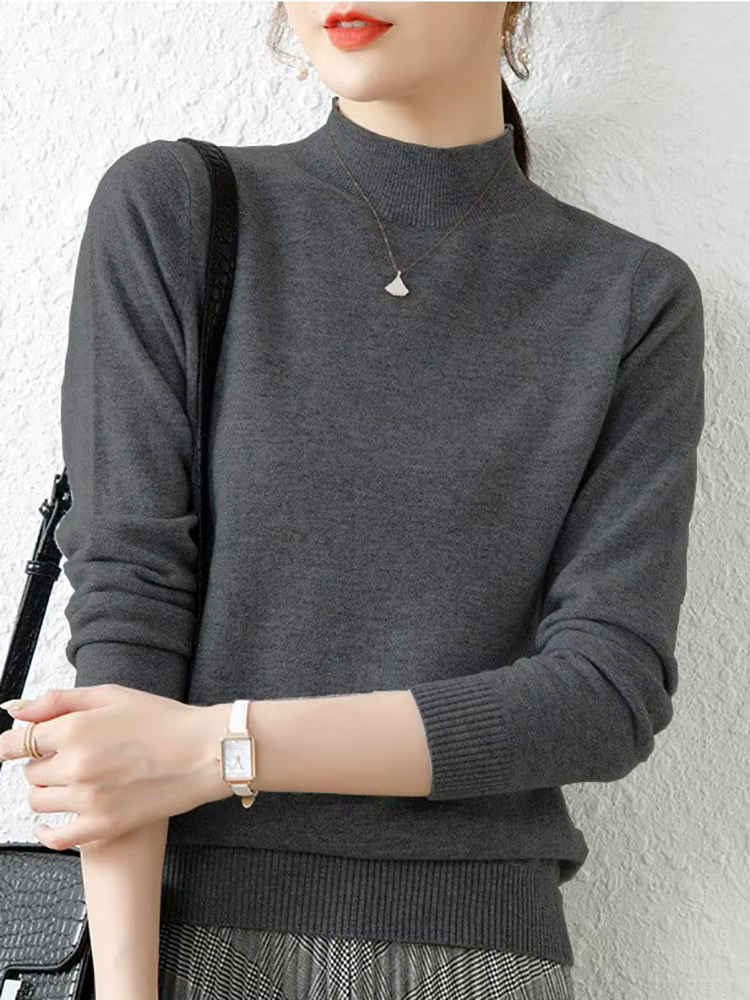 Automne hiver bas col roulé chandails femmes mode Chic Pull mince à manches longues tricoté Pulls doux chaud