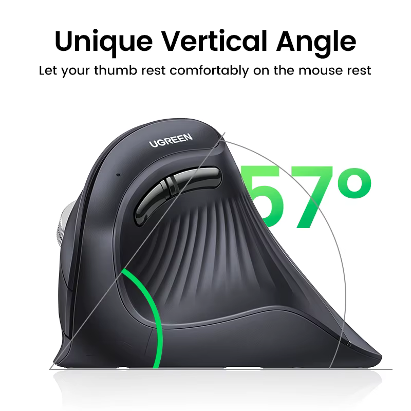 UGREEN-Souris Verticale Sans Fil, Bluetooth Inconnu, 2.4G, Ergonomique, 4000 ug I, 6 lèvent Muets, pour MacPle, Tablette, Ordinateur, PC
