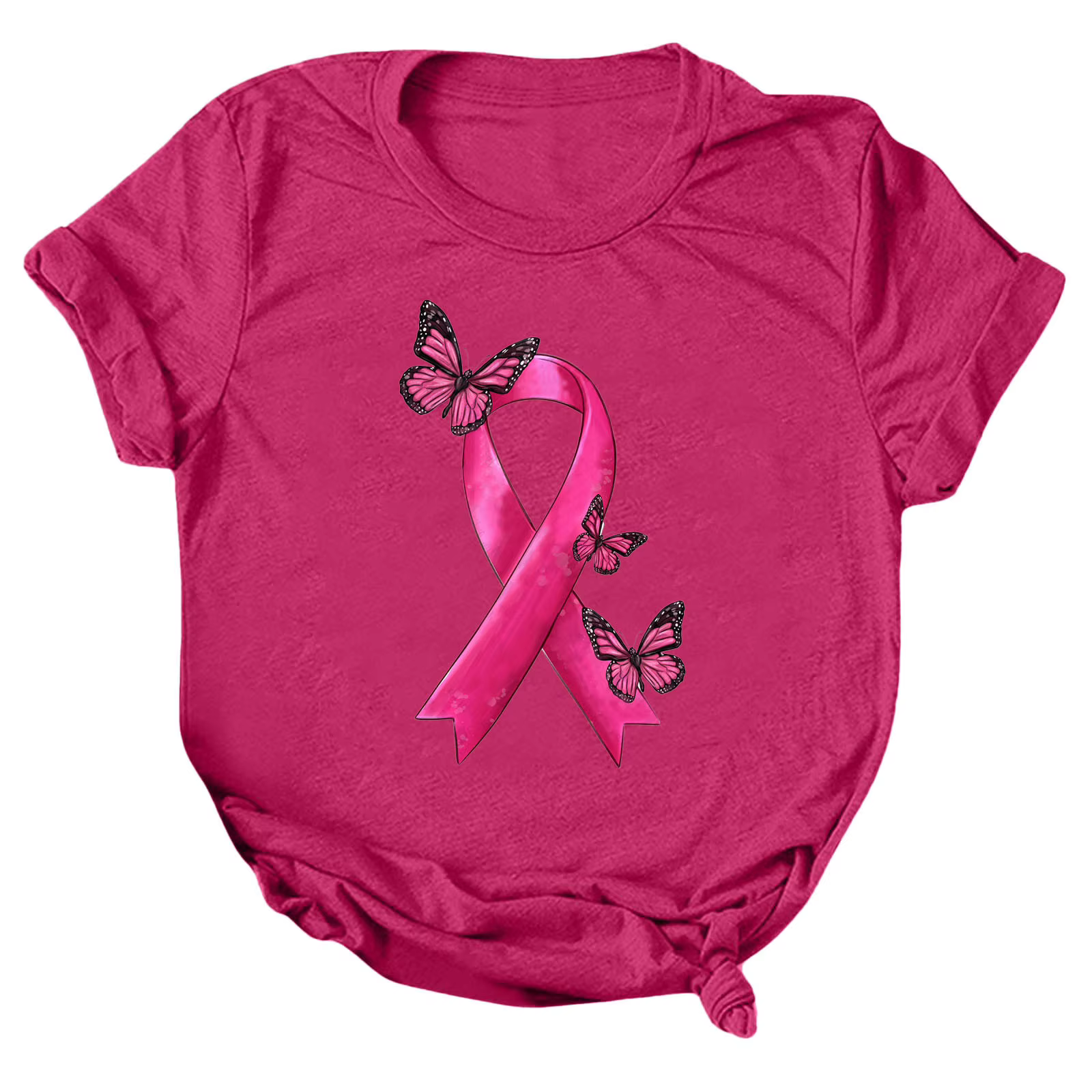T-Shirt à Manches Courtes et Col Ras du Cou pour Femme